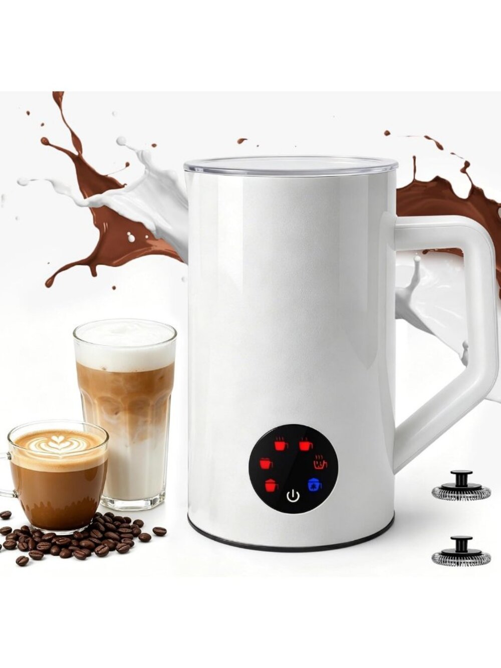 6-in-1 Electric Milk Frother & Steamer - 20oz Hot & Cold Foam Maker for Lattes